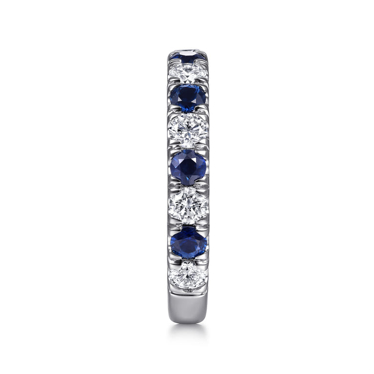 Straight Wedding Ring in 14k White Gold with Round Sapphire at Gabriel & Co. - Shot 4