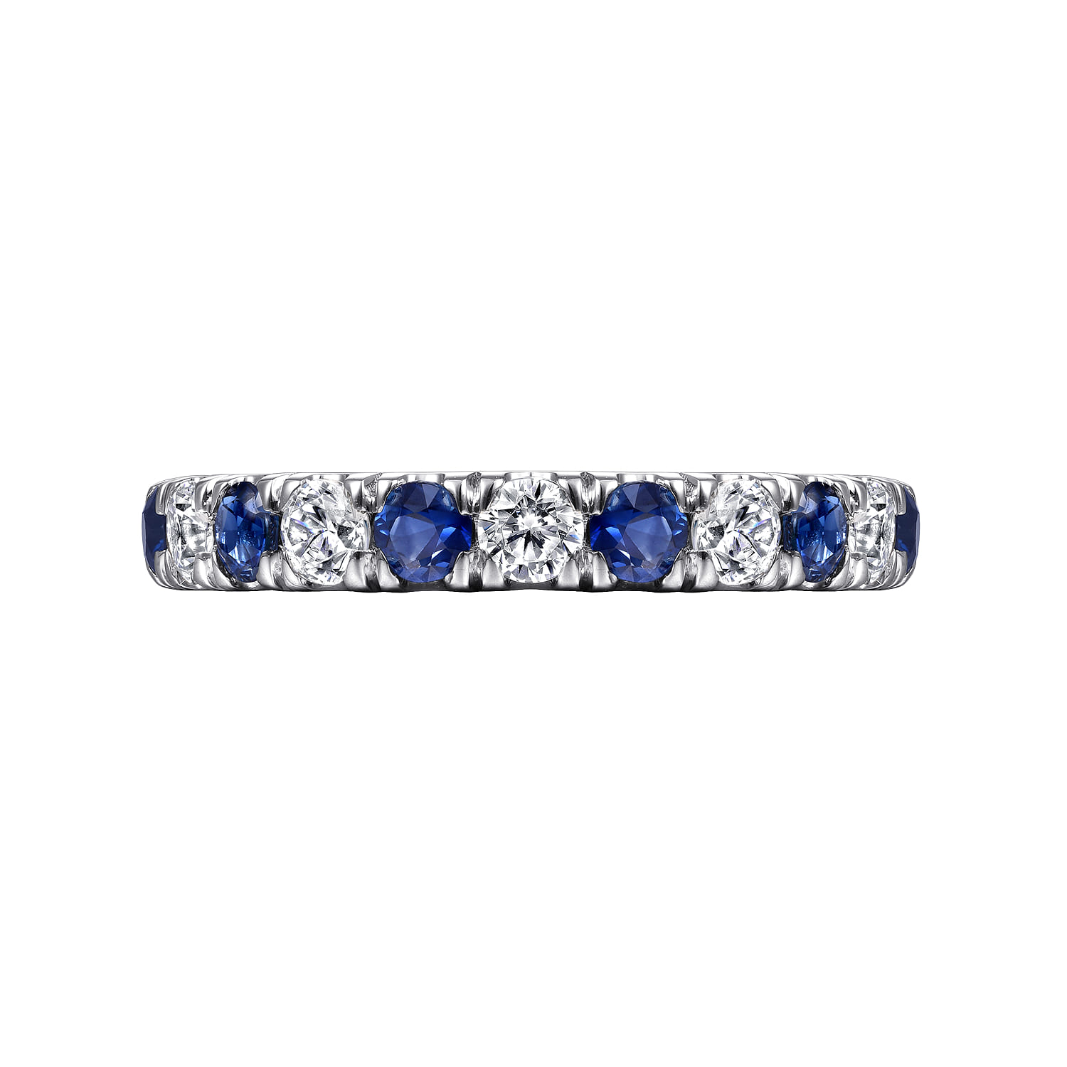 Bari - 14K White Gold Diamond and Sapphire Anniversary Band
