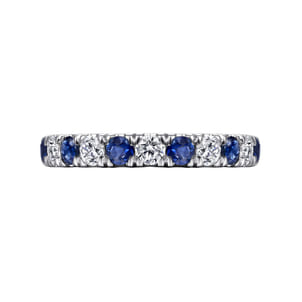 Bari - 14K White Gold Diamond and Sapphire Anniversary Band