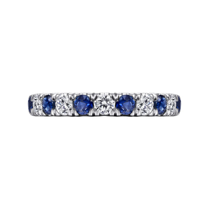 Bari - 14K White Gold Diamond and Sapphire Anniversary Band