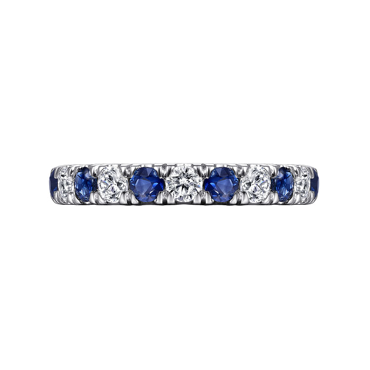Bari - 14K White Gold Diamond and Sapphire Anniversary Band