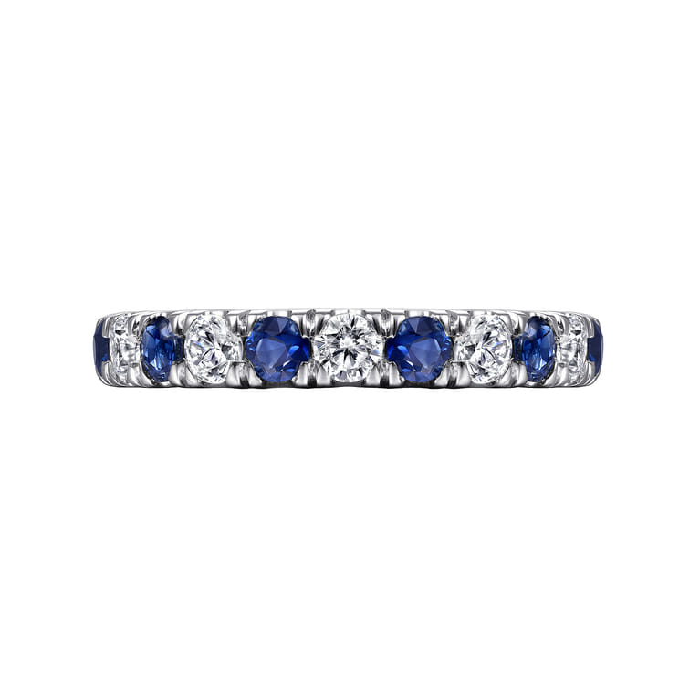 Straight Wedding Ring in 14k White Gold with Round Sapphire at Gabriel & Co. - Shot 6