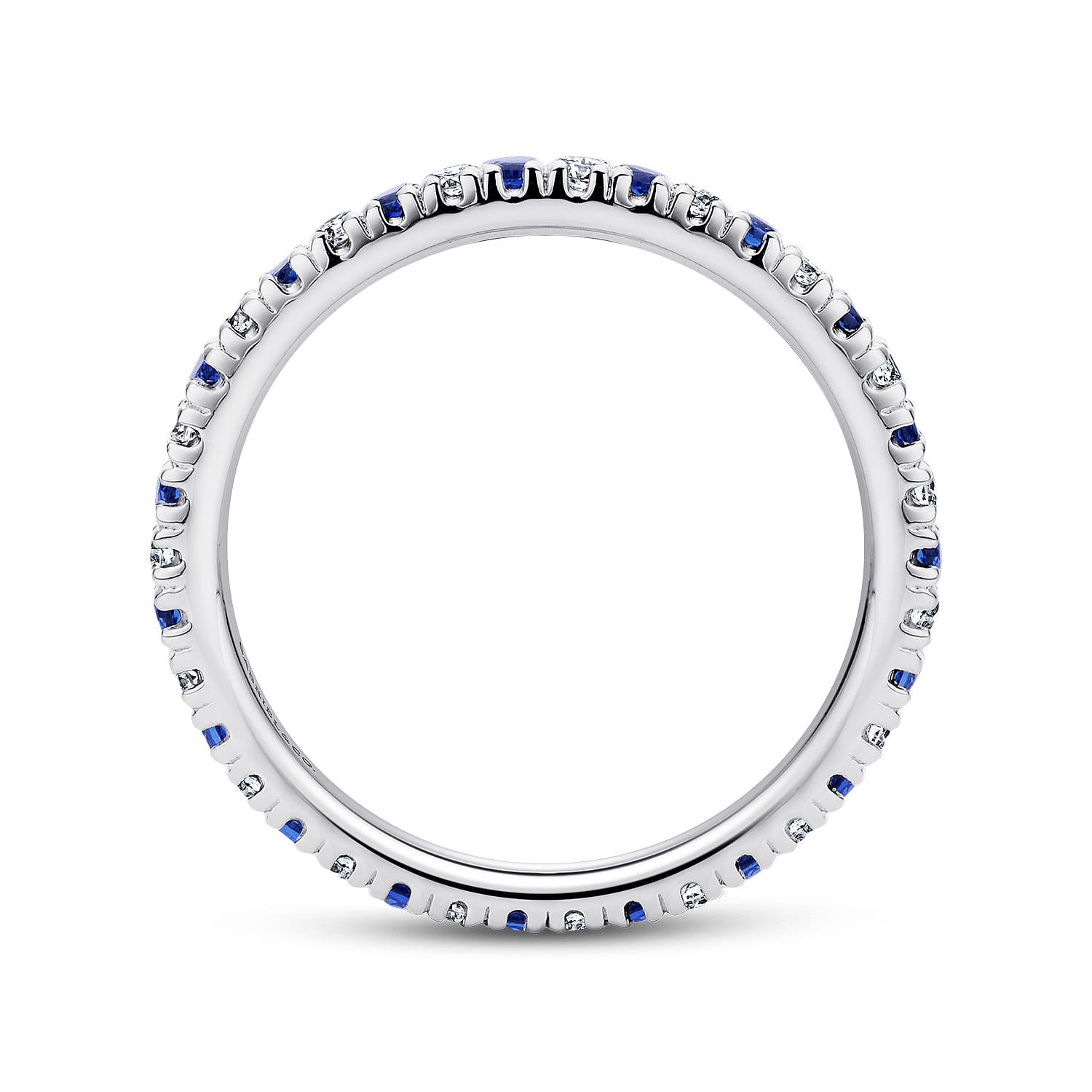 Eternity Band Wedding Ring in 14k White Gold with Round Sapphire at Gabriel & Co. - Shot 2