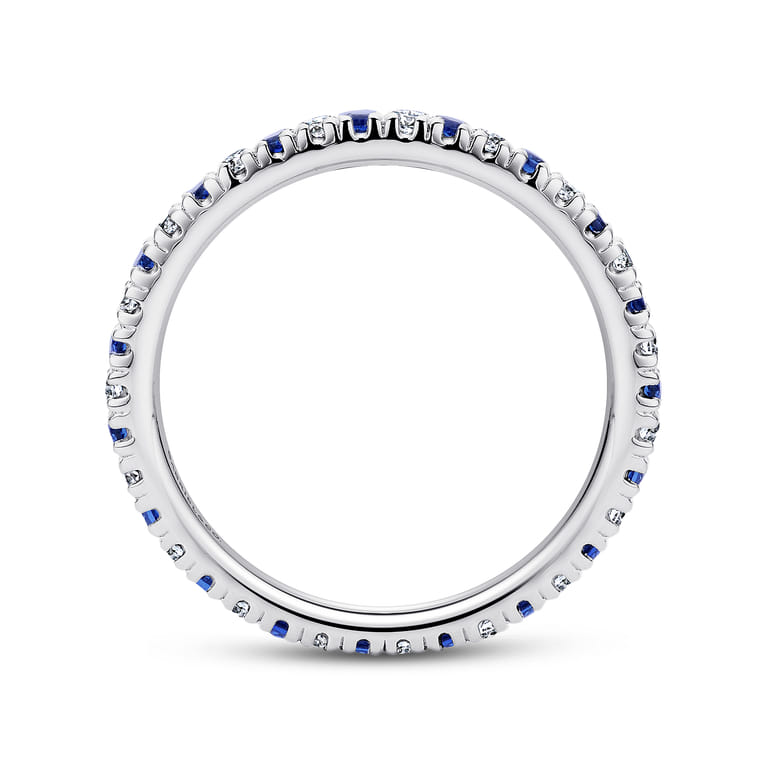 Eternity Band Wedding Ring in 14k White Gold with Round Sapphire at Gabriel & Co. - Shot 2