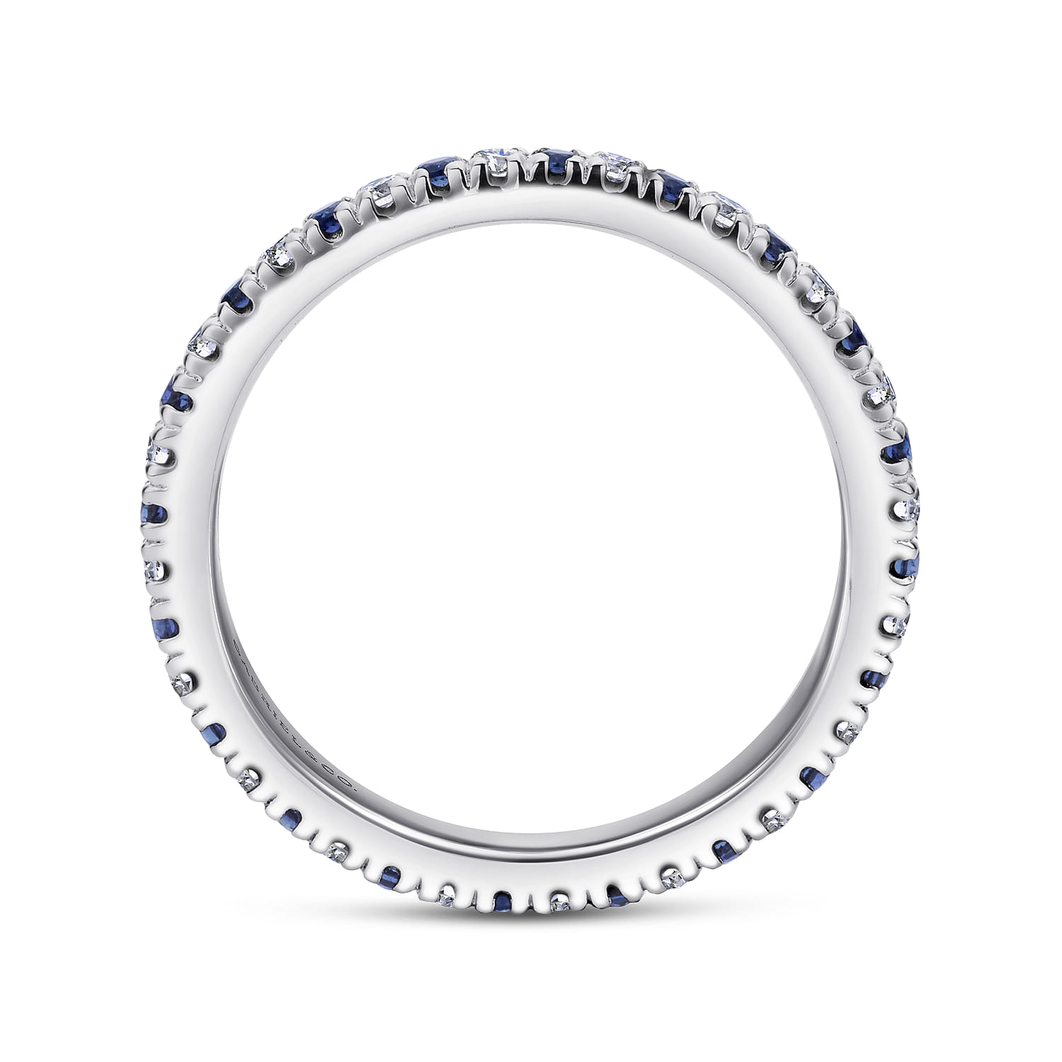 Eternity Band Wedding Ring in 14k White Gold with Round Sapphire at Gabriel & Co. - Shot 2