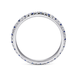 Bari - 14K White Gold French Pave Set Sapphire and Diamond Eternity Band