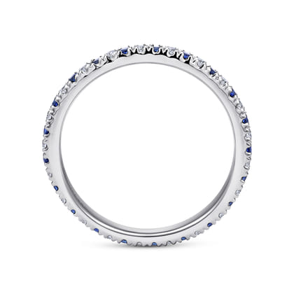 Bari - 14K White Gold French Pave Set Sapphire and Diamond Eternity Band