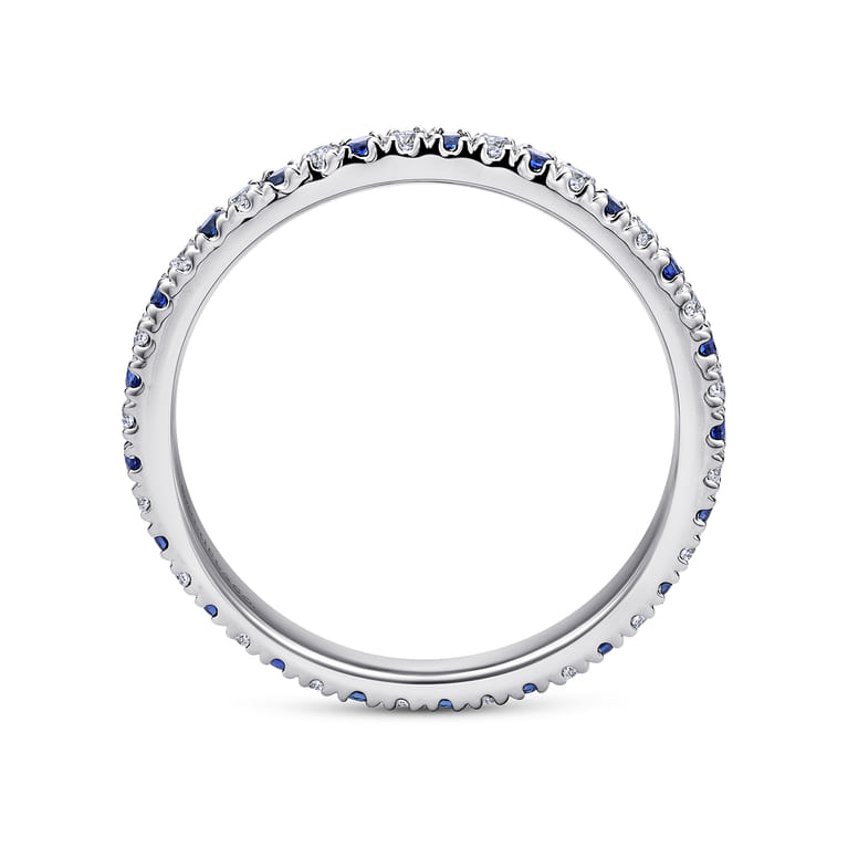 Eternity Band Wedding Ring in 14k White Gold with Round Sapphire at Gabriel & Co. - Shot 2
