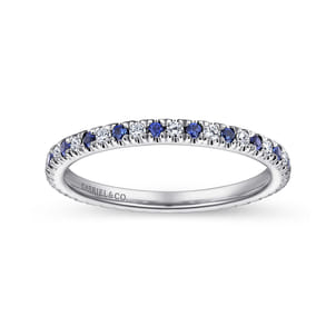 Bari - 14K White Gold French Pave Set Sapphire and Diamond Eternity Band