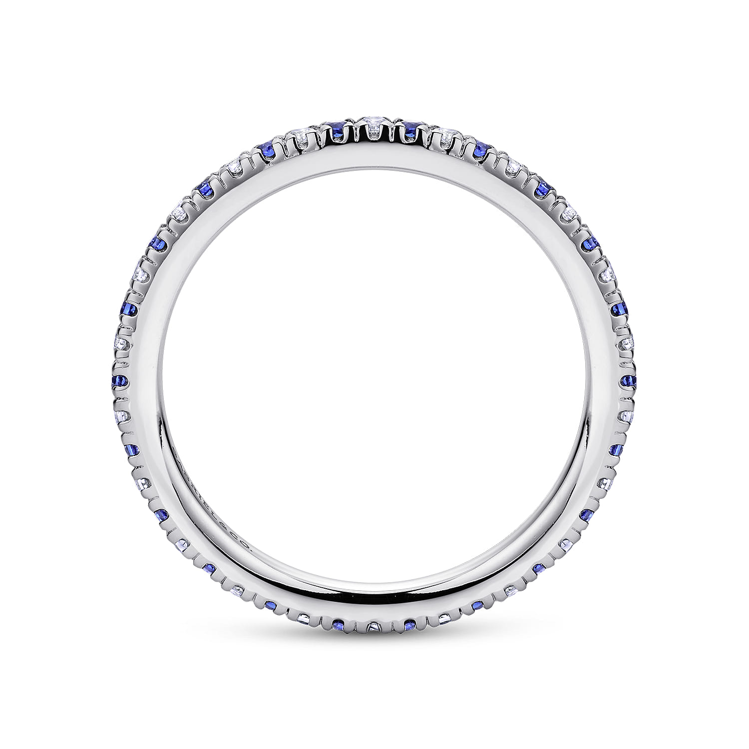 Eternity Band Wedding Ring in 14k White Gold with Round Sapphire at Gabriel & Co. - Shot 2