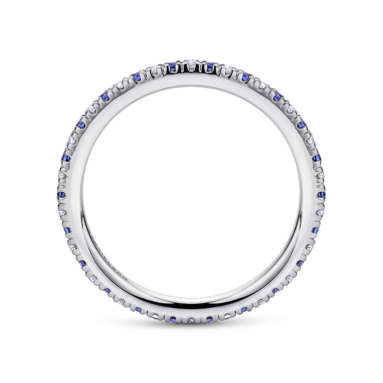 Eternity Band Wedding Ring in 14k White Gold with Round Sapphire at Gabriel & Co. - Shot 2