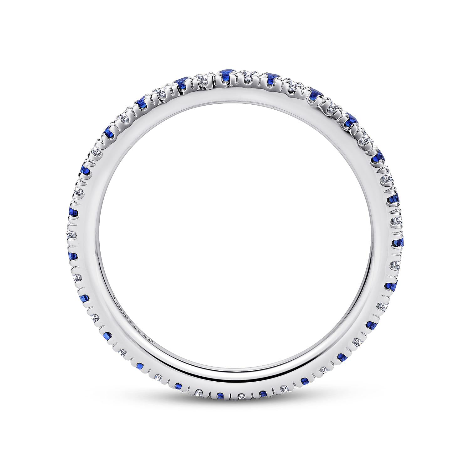 Eternity Band Wedding Ring in 14k White Gold with Round Sapphire at Gabriel & Co. - Shot 2