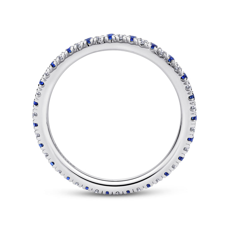 Eternity Band Wedding Ring in 14k White Gold with Round Sapphire at Gabriel & Co. - Shot 2
