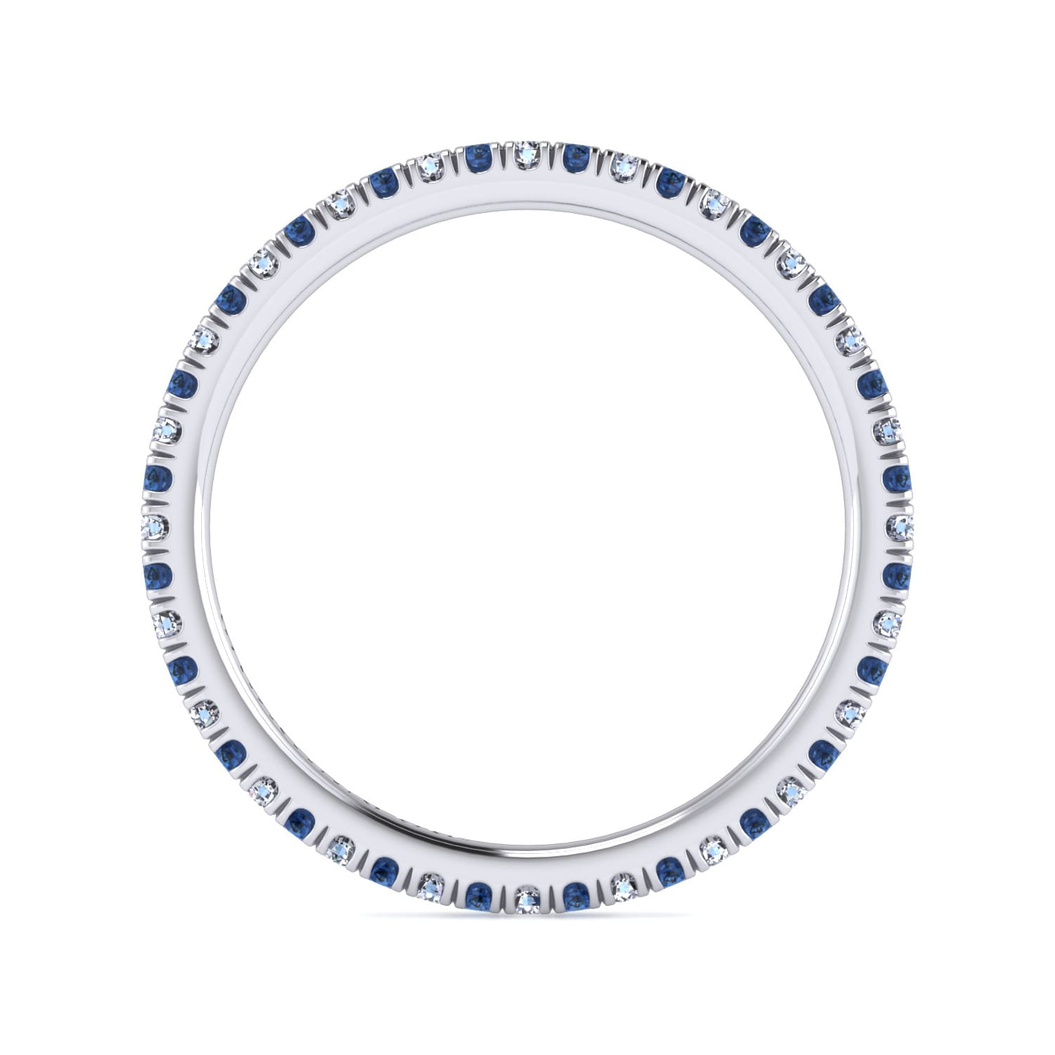 Eternity Band Wedding Ring in 14k White Gold with Round Sapphire at Gabriel & Co. - Shot 2
