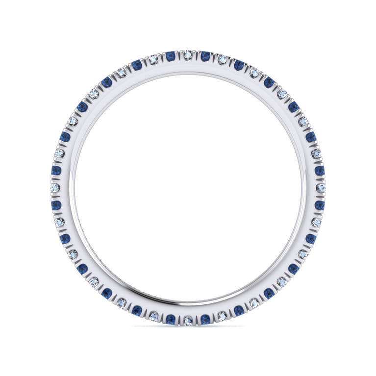 Eternity Band Wedding Ring in 14k White Gold with Round Sapphire at Gabriel & Co. - Shot 2