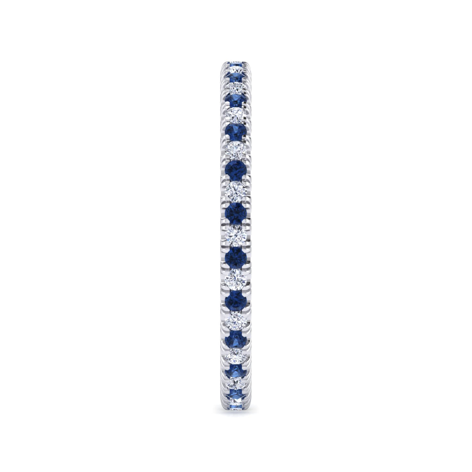 Eternity Band Wedding Ring in 14k White Gold with Round Sapphire at Gabriel & Co. - Shot 4