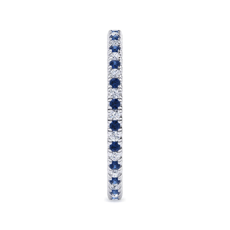 Eternity Band Wedding Ring in 14k White Gold with Round Sapphire at Gabriel & Co. - Shot 4