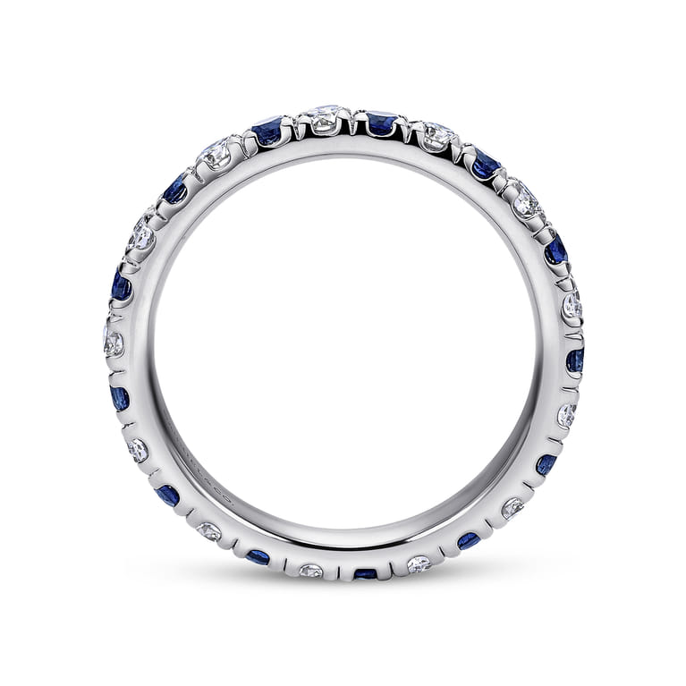 Eternity Band Wedding Ring in 14k White Gold with Round Sapphire at Gabriel & Co. - Shot 2