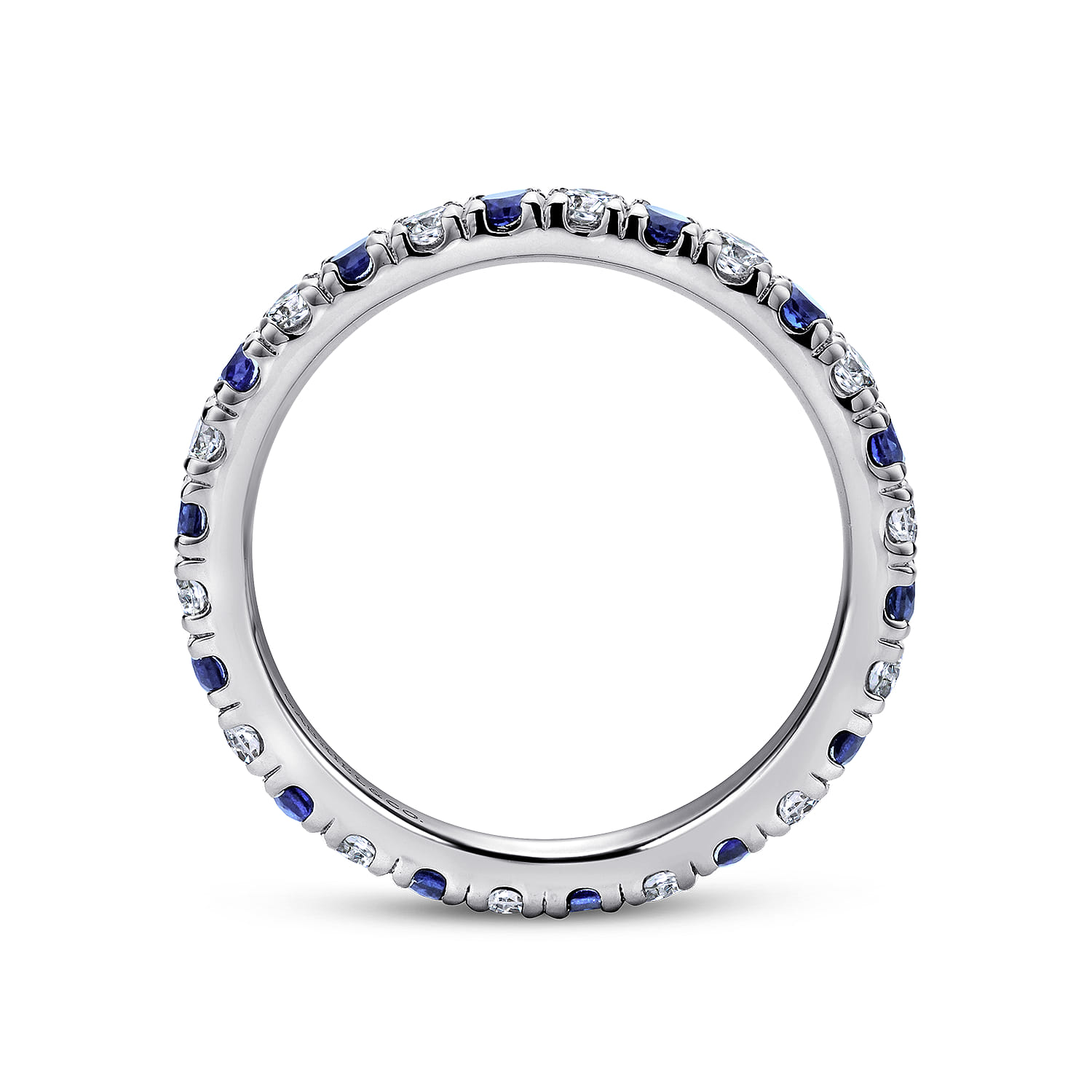 Eternity Band Wedding Ring in 14k White Gold with Round Sapphire at Gabriel & Co. - Shot 2