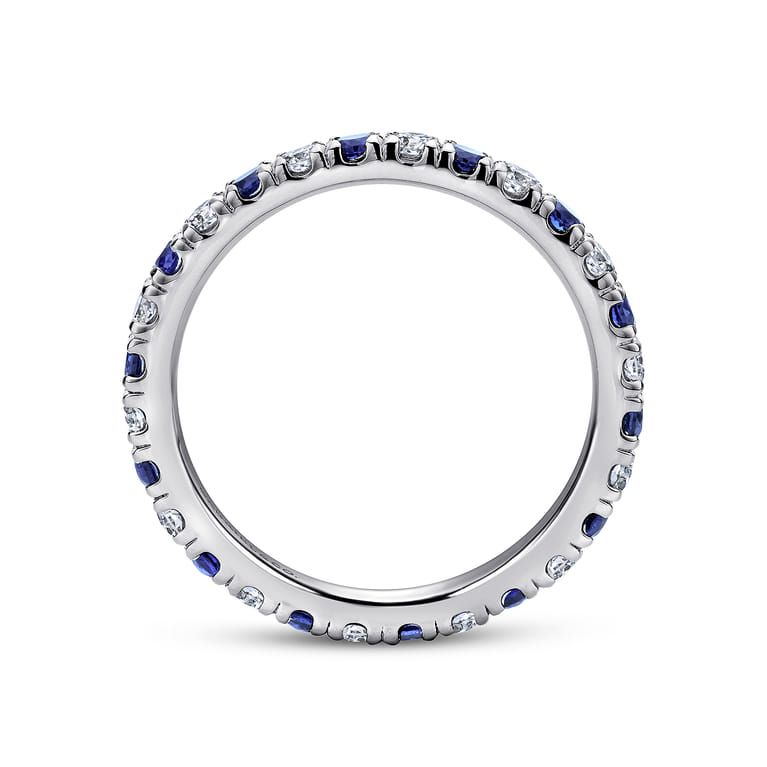 Eternity Band Wedding Ring in 14k White Gold with Round Sapphire at Gabriel & Co. - Shot 2