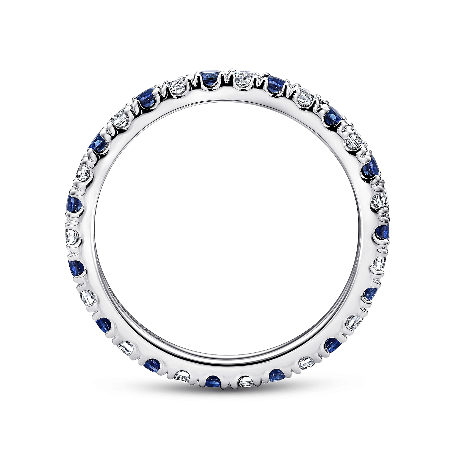 14K White Gold French Pave Set Sapphire and Diamond Eternity