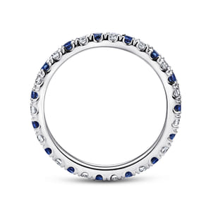 Bari - 14K White Gold French Pave Set Sapphire and Diamond Eternity Band