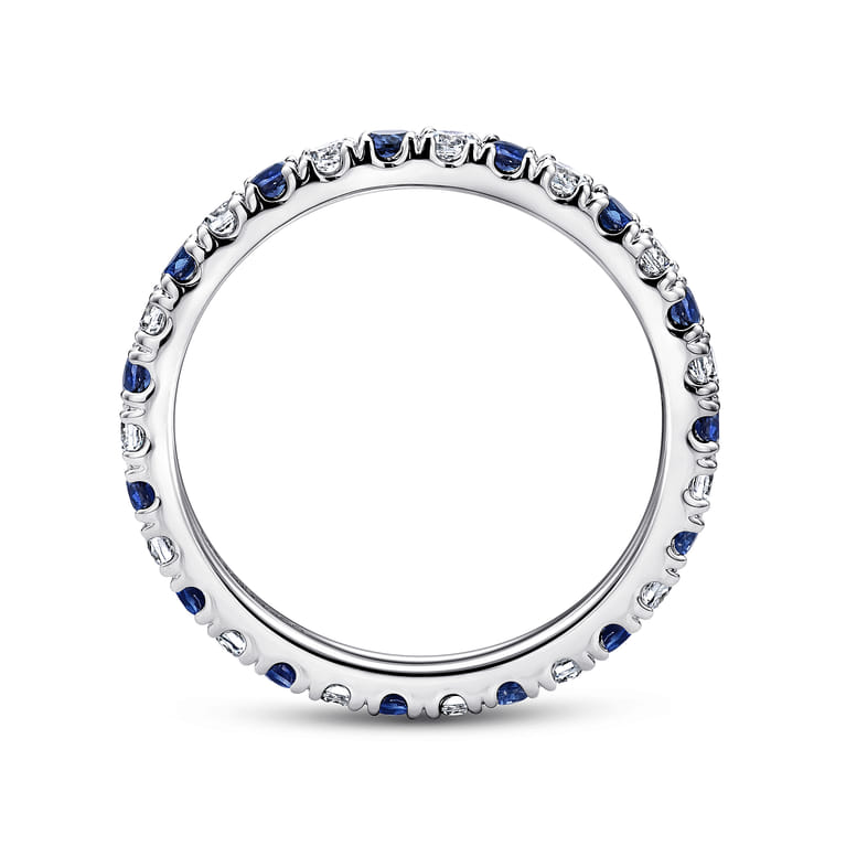 Eternity Band Wedding Ring in 14k White Gold with Round Sapphire at Gabriel & Co. - Shot 2