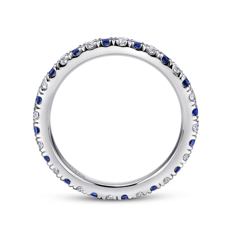 Eternity Band Wedding Ring in 14k White Gold with Round Sapphire at Gabriel & Co. - Shot 2