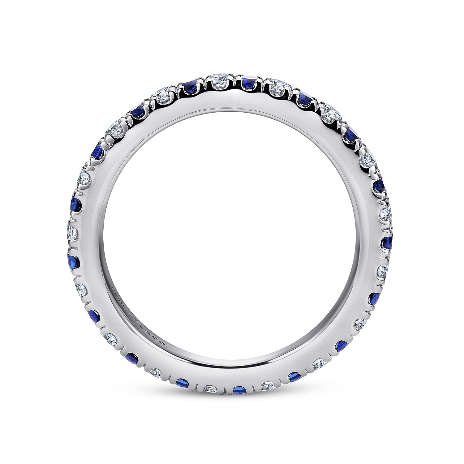 Eternity Band Wedding Ring in 14k White Gold with Round Sapphire at Gabriel & Co. - Shot 2