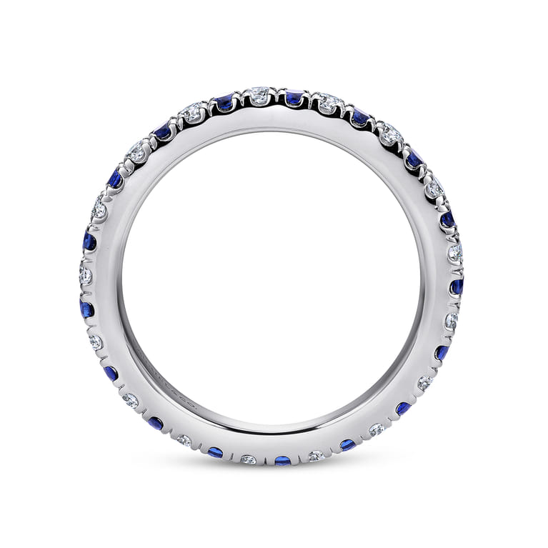 Eternity Band Wedding Ring in 14k White Gold with Round Sapphire at Gabriel & Co. - Shot 2