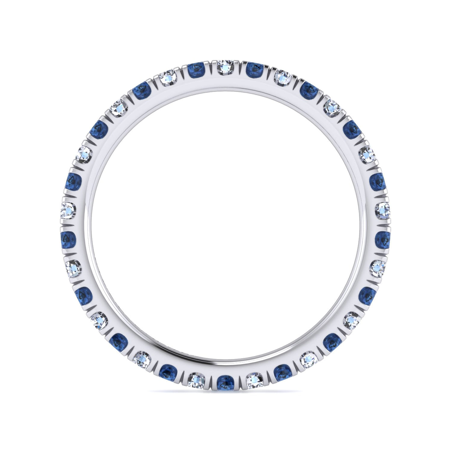 Eternity Band Wedding Ring in 14k White Gold with Round Sapphire at Gabriel & Co. - Shot 2