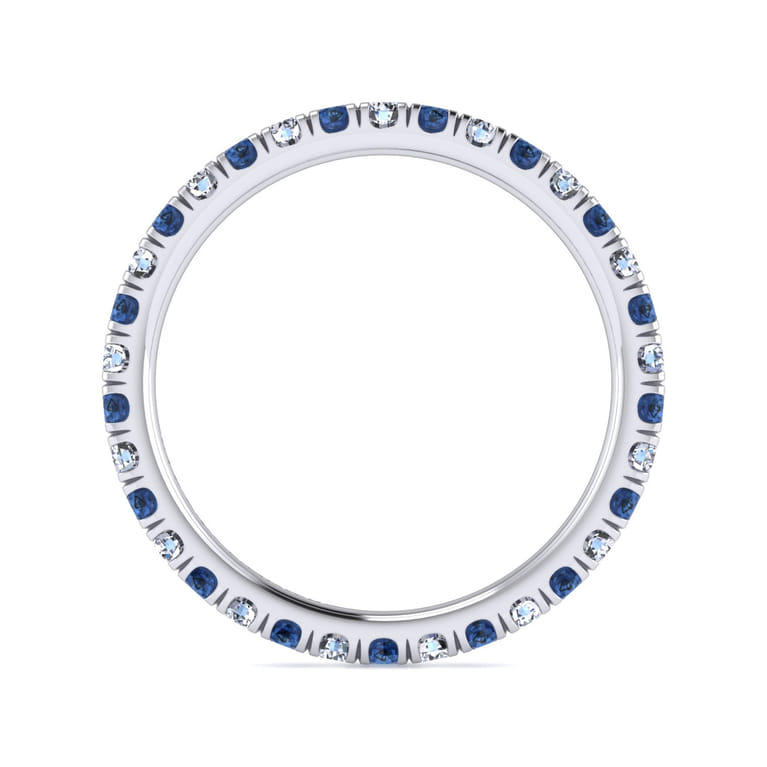Eternity Band Wedding Ring in 14k White Gold with Round Sapphire at Gabriel & Co. - Shot 2