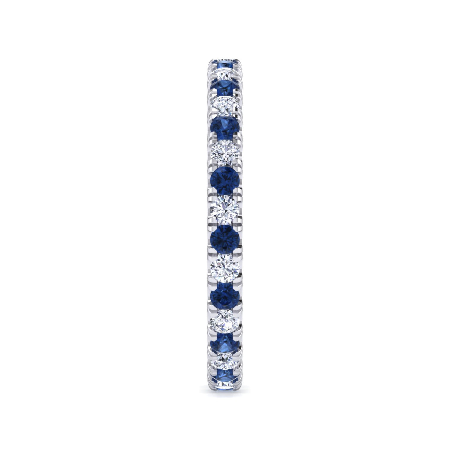 Eternity Band Wedding Ring in 14k White Gold with Round Sapphire at Gabriel & Co. - Shot 4