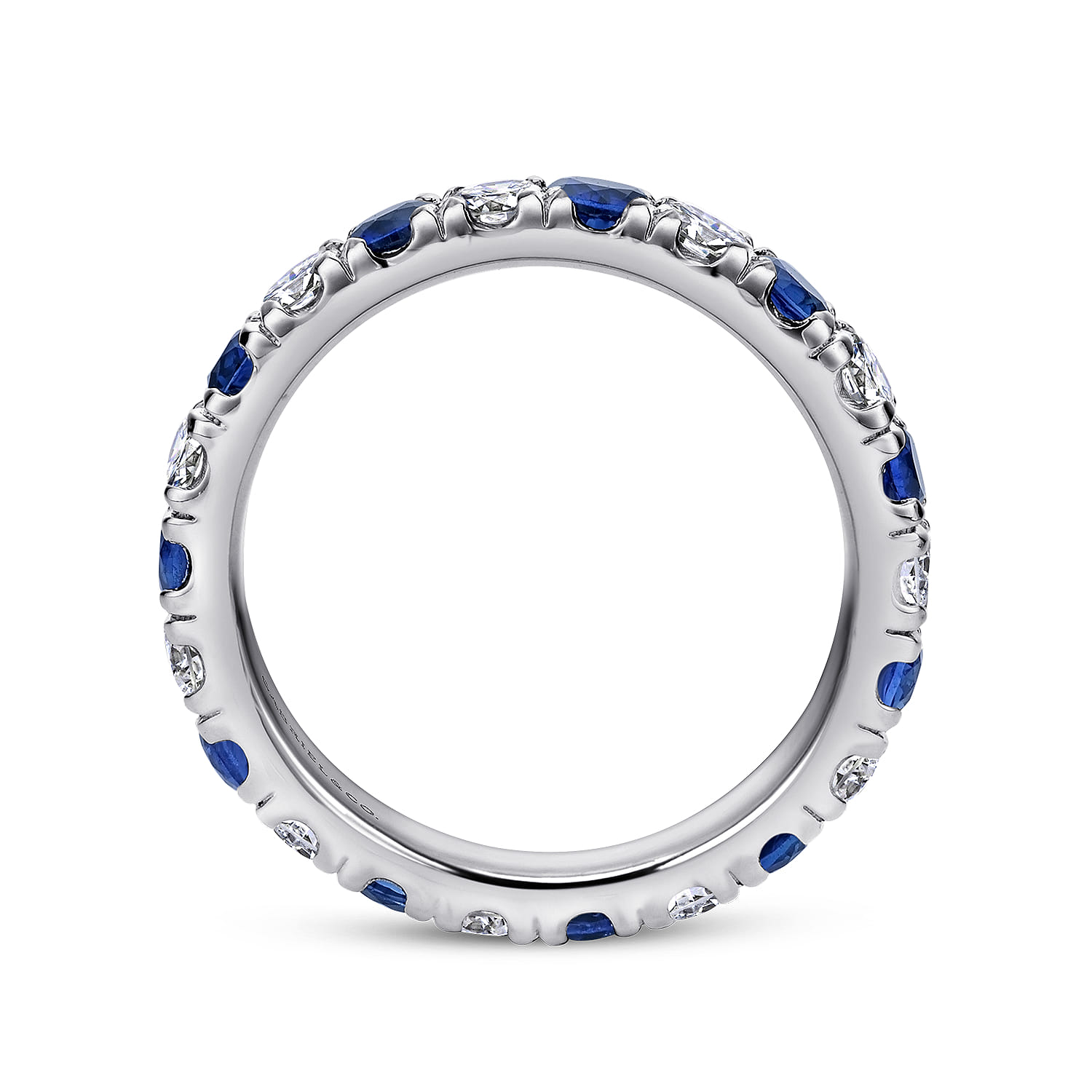 Eternity Band Wedding Ring in 14k White Gold with Round Sapphire at Gabriel & Co. - Shot 2