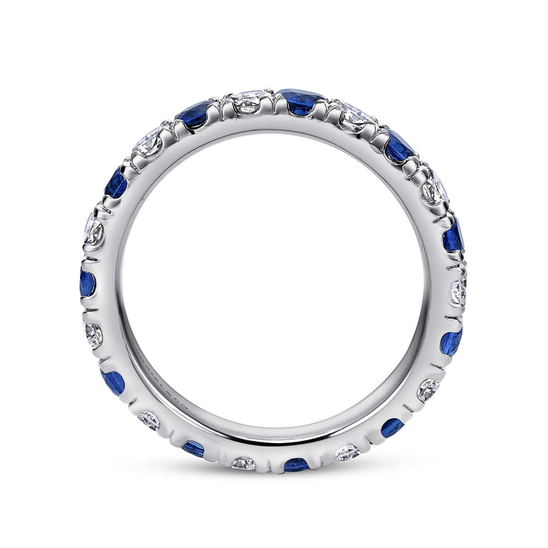 Eternity Band Wedding Ring in 14k White Gold with Round Sapphire at Gabriel & Co. - Shot 2
