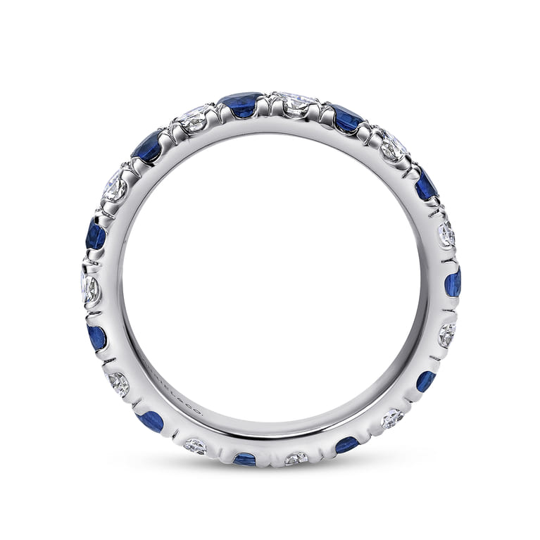 Eternity Band Wedding Ring in 14k White Gold with Round Sapphire at Gabriel & Co. - Shot 2