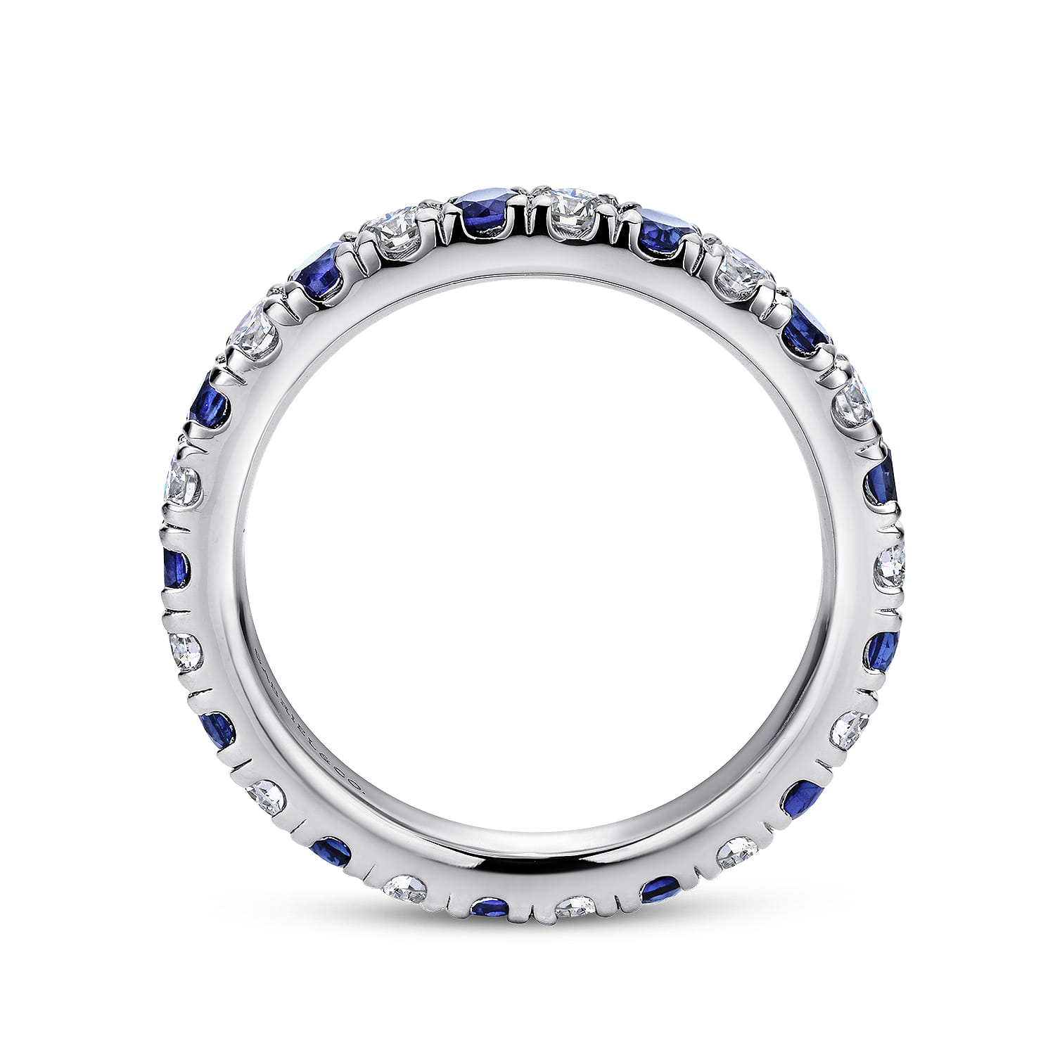 Eternity Band Wedding Ring in 14k White Gold with Round Sapphire at Gabriel & Co. - Shot 2