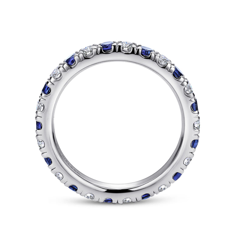 Eternity Band Wedding Ring in 14k White Gold with Round Sapphire at Gabriel & Co. - Shot 2