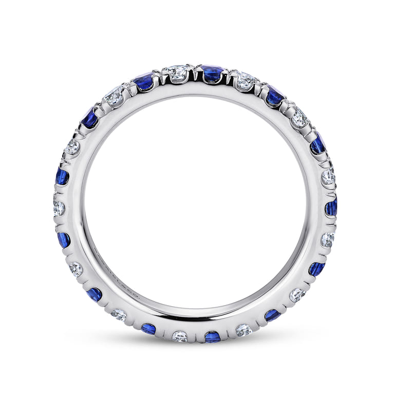 Eternity Band Wedding Ring in 14k White Gold with Round Sapphire at Gabriel & Co. - Shot 2