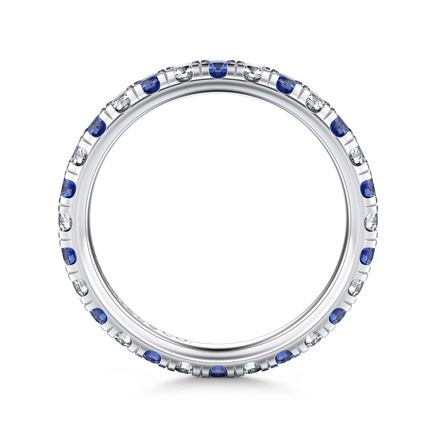Eternity Band Wedding Ring in 14k White Gold with Round Sapphire at Gabriel & Co. - Shot 2