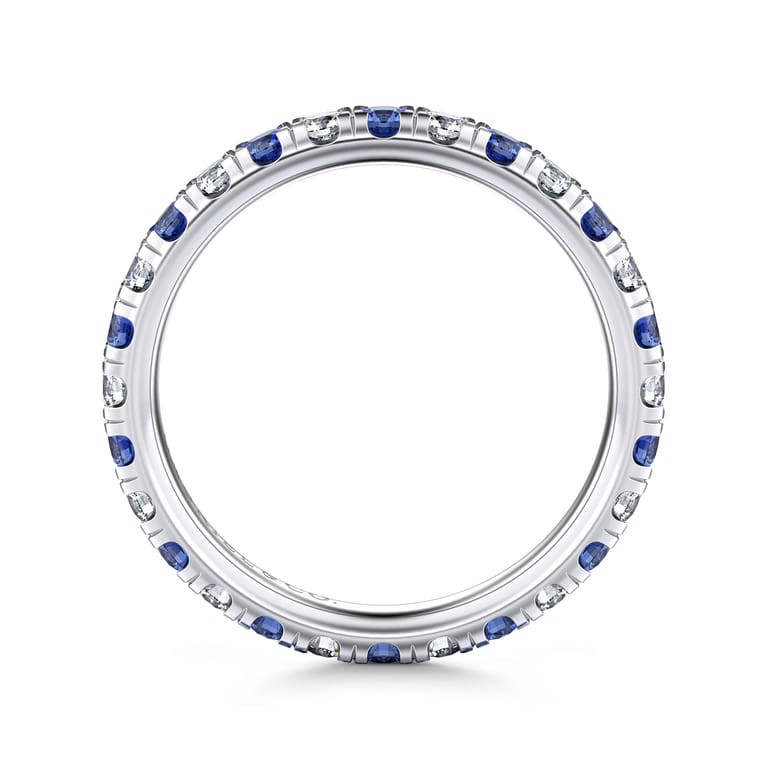 Eternity Band Wedding Ring in 14k White Gold with Round Sapphire at Gabriel & Co. - Shot 2