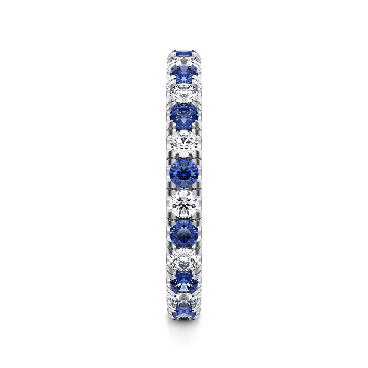 Eternity Band Wedding Ring in 14k White Gold with Round Sapphire at Gabriel & Co. - Shot 4