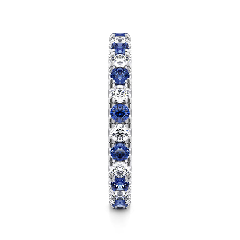 Eternity Band Wedding Ring in 14k White Gold with Round Sapphire at Gabriel & Co. - Shot 4