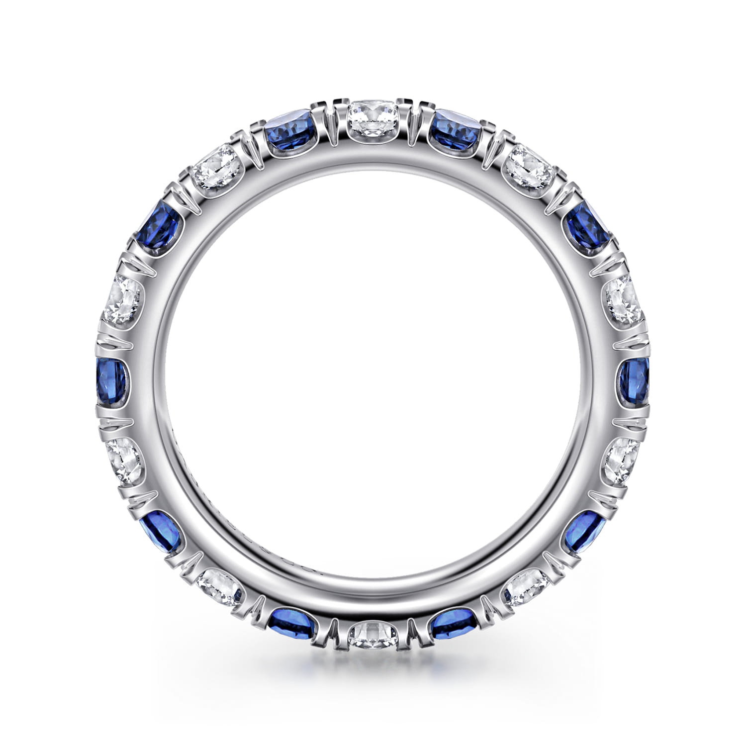 Eternity Band Wedding Ring in 14k White Gold with Round Sapphire at Gabriel & Co. - Shot 2