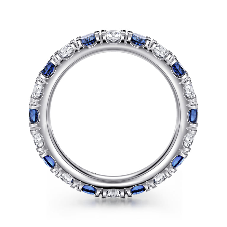 Eternity Band Wedding Ring in 14k White Gold with Round Sapphire at Gabriel & Co. - Shot 2