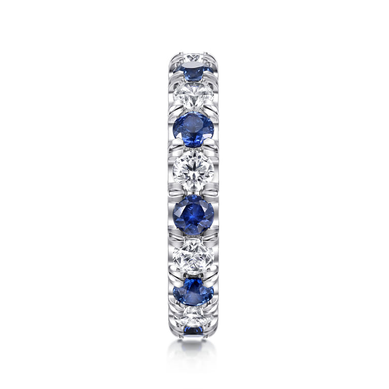 Eternity Band Wedding Ring in 14k White Gold with Round Sapphire at Gabriel & Co. - Shot 4