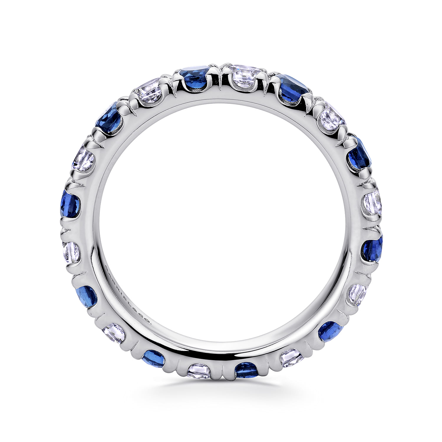 Eternity Band Wedding Ring in 14k White Gold with Round Sapphire at Gabriel & Co. - Shot 2