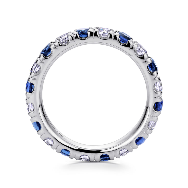 Eternity Band Wedding Ring in 14k White Gold with Round Sapphire at Gabriel & Co. - Shot 2