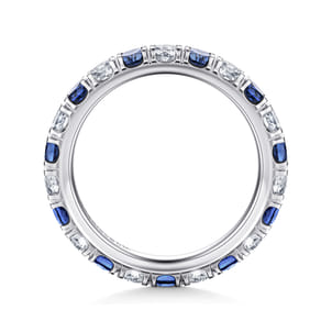 Bari - 14K White Gold French Pave Set Sapphire and Diamond Eternity Band