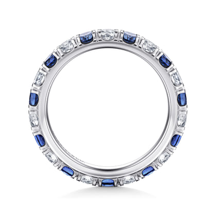 Bari - 14K White Gold French Pave Set Sapphire and Diamond Eternity Band